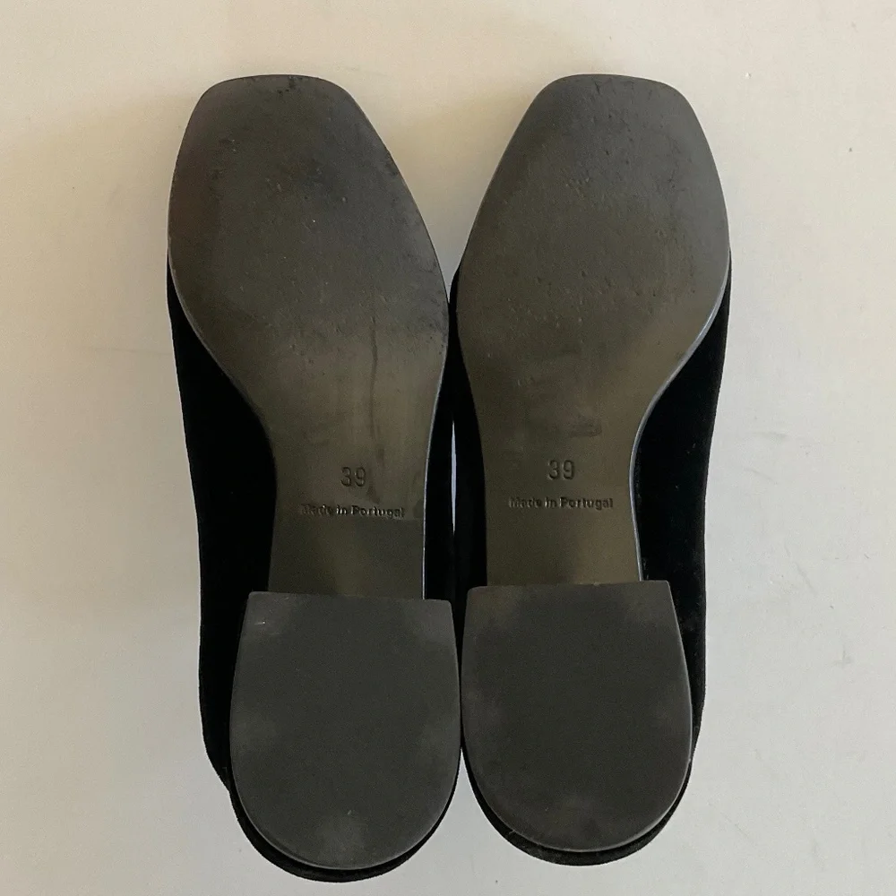 COS Black Velvet Square Toe Slip-On Loafer Size EU 39